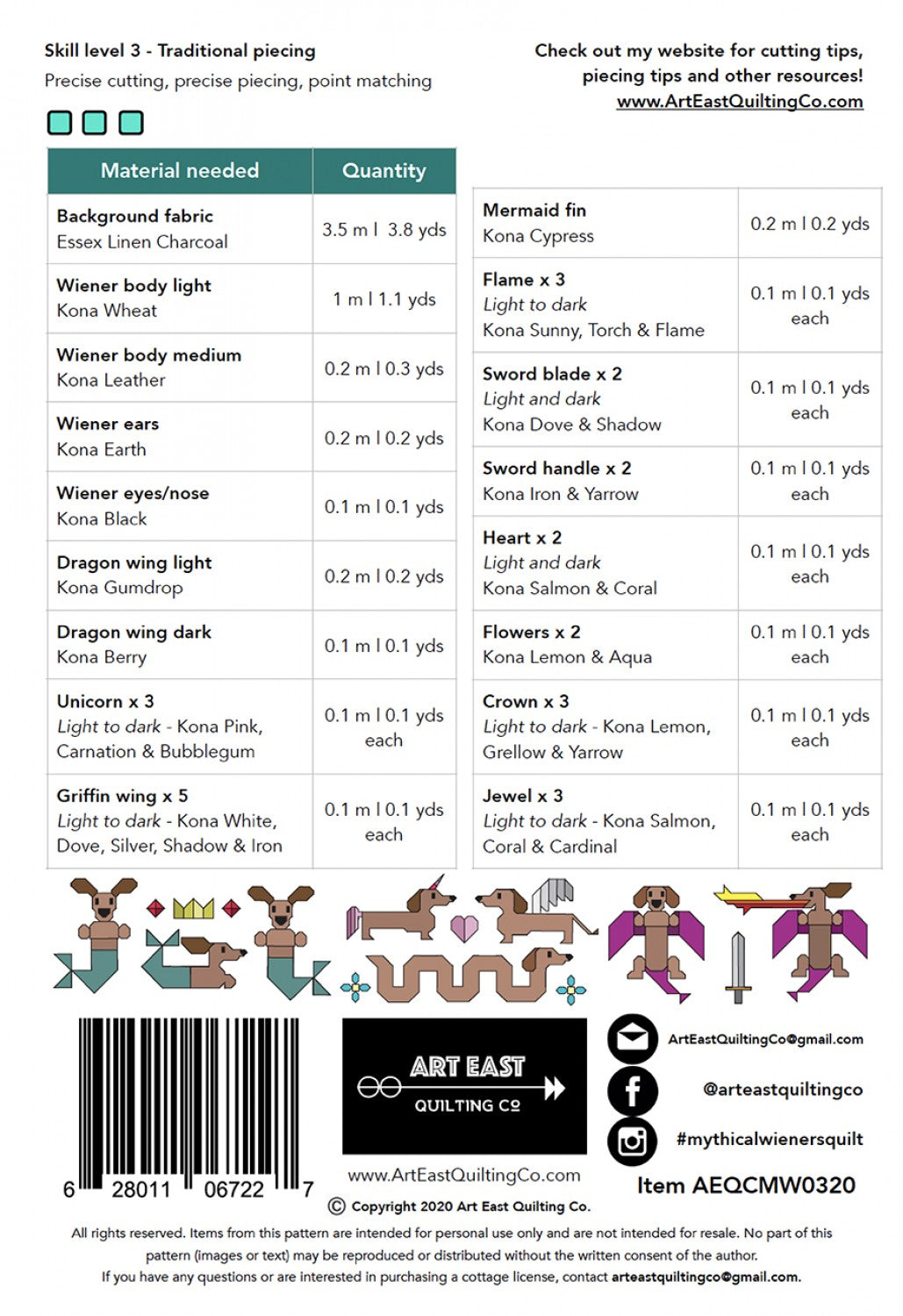 Mythical Wieners Quilt Pattern