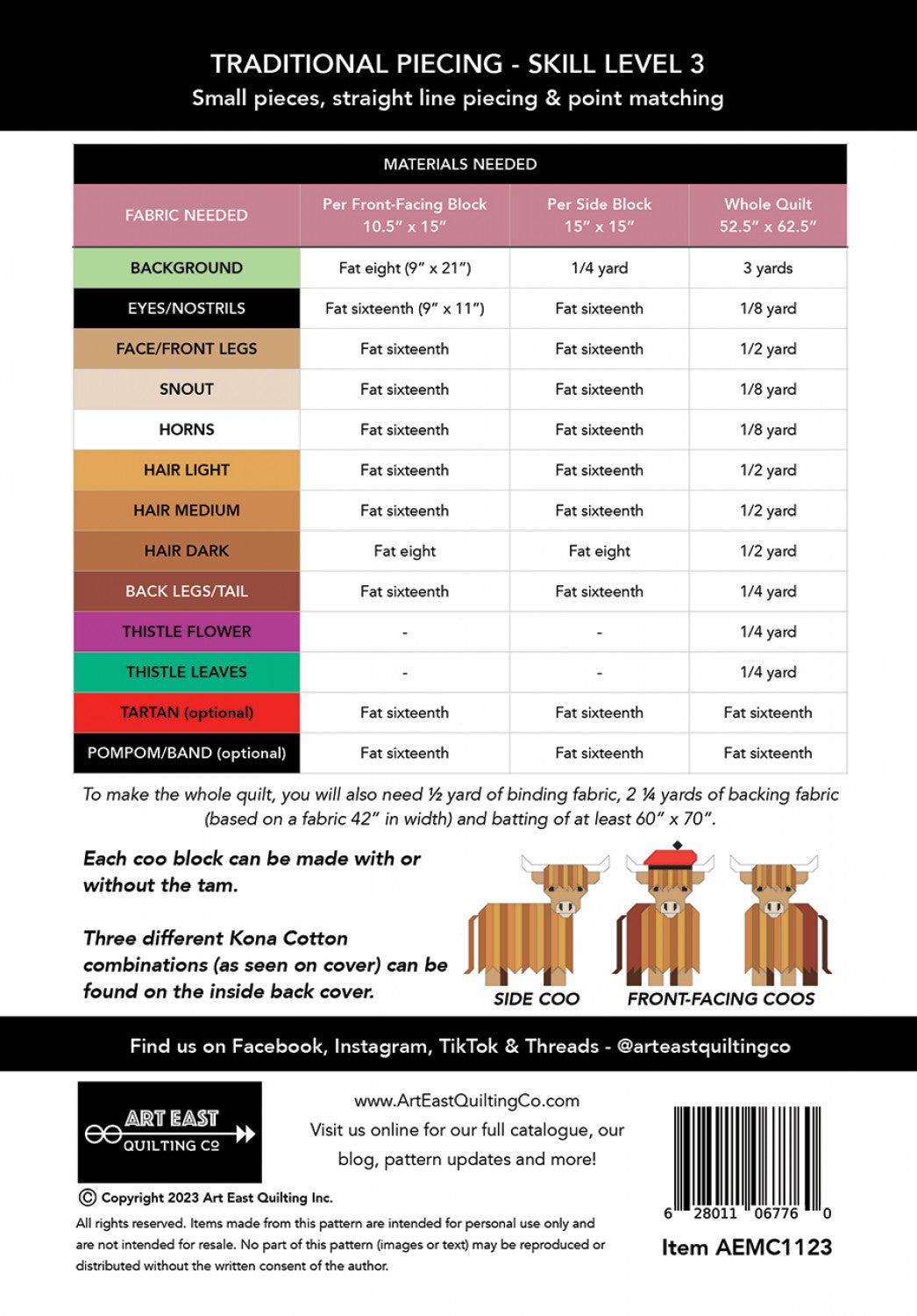 Mini Coos- Highland Cow Quilt Pattern