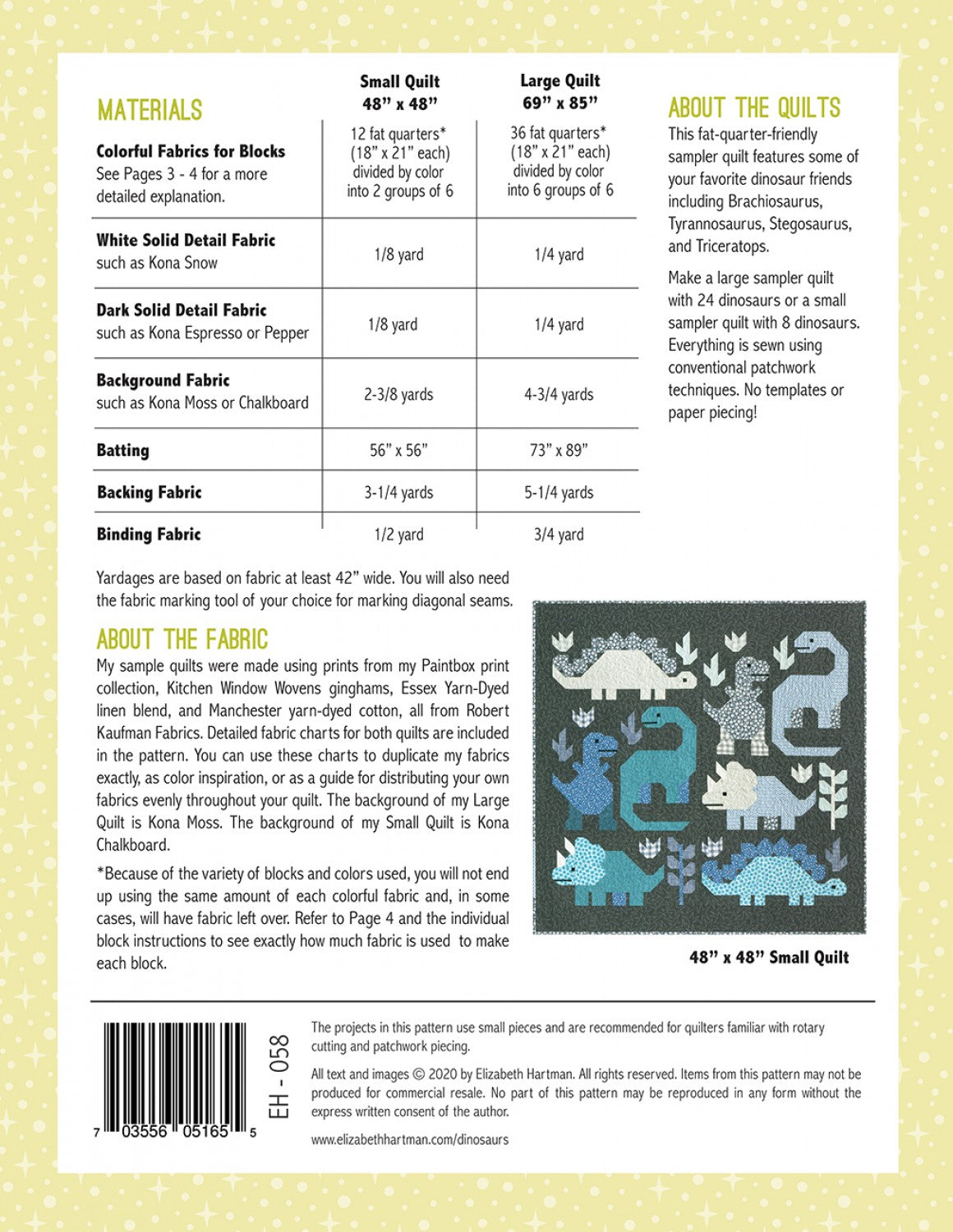 Dinosaurs Quilt Pattern