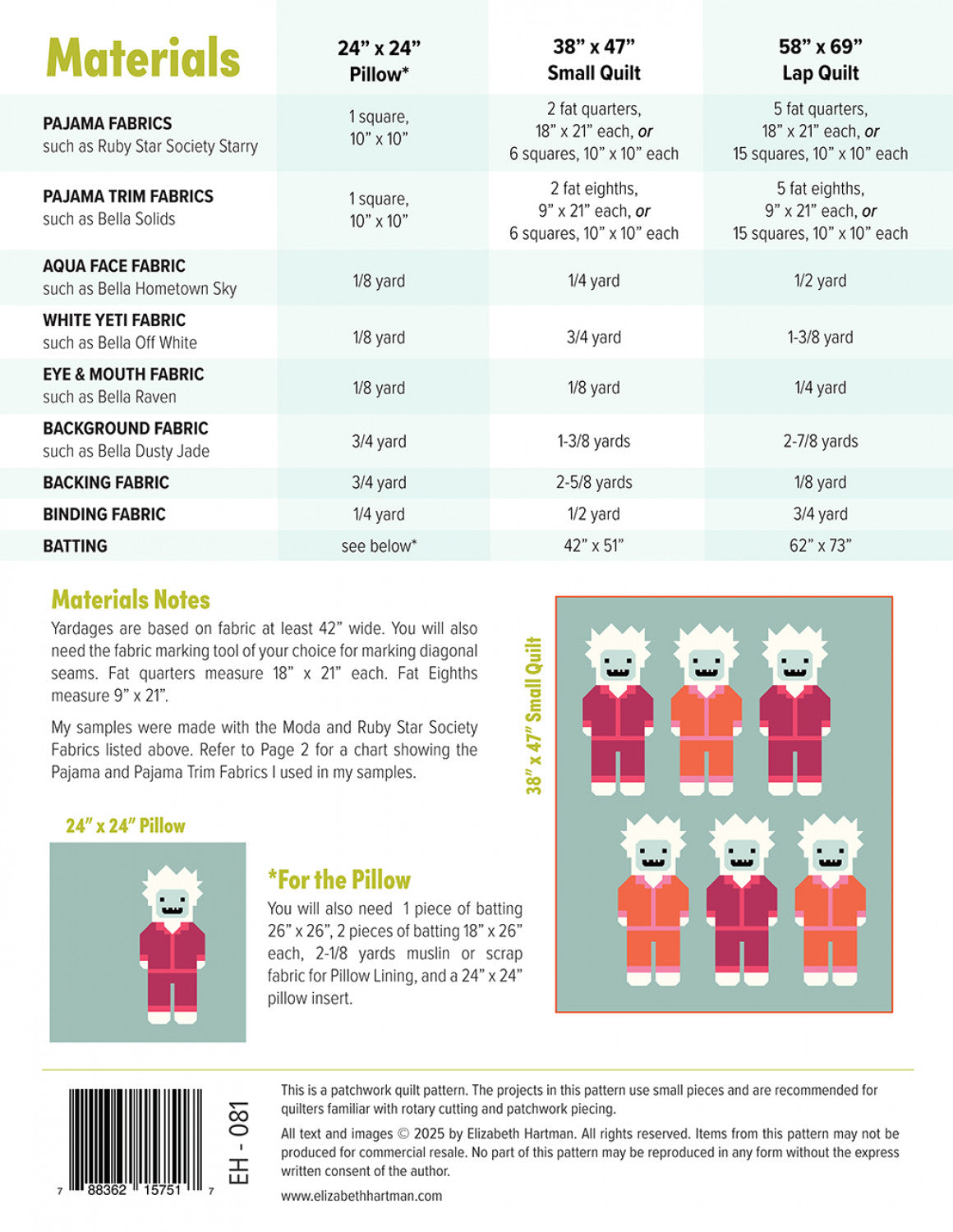 Yetis in Pajamas- Designer: Elizabeth Hartman