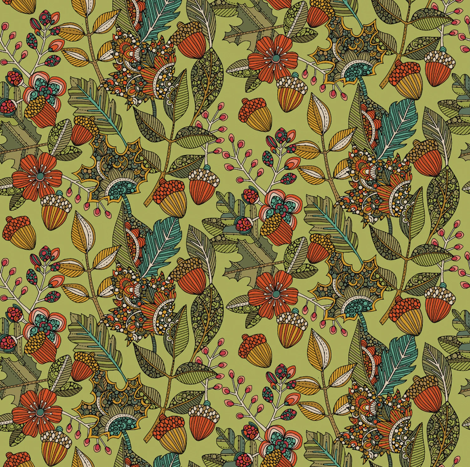 Green Pumpkin & Spice Leaf Medley by Benartex