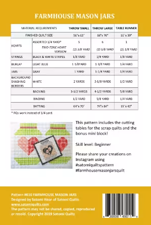 Farmhouse Mason Jars - Satomi Quilts LLC