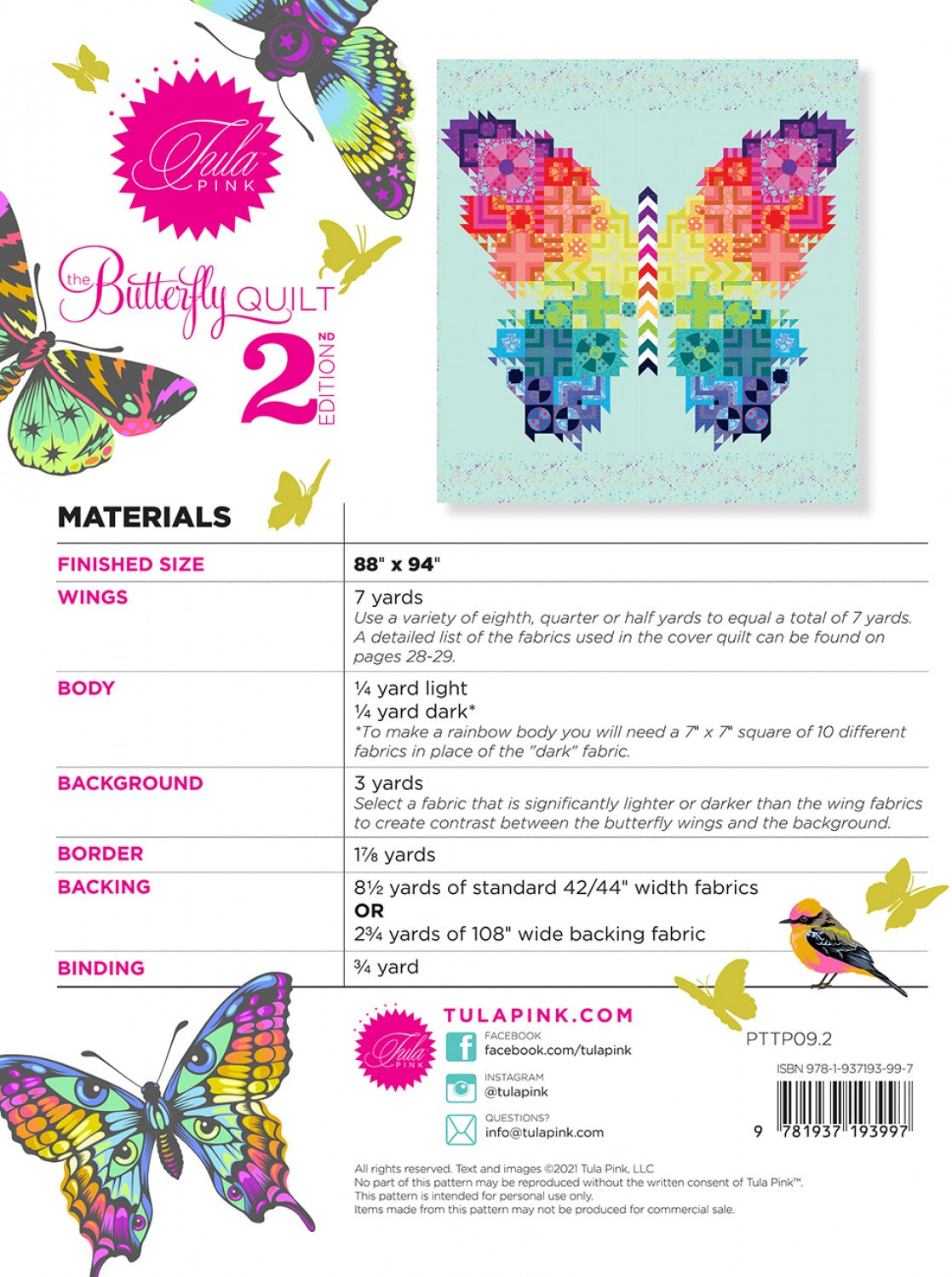 Butterfly Quilt 2nd Edition - Designer: Tula Pink