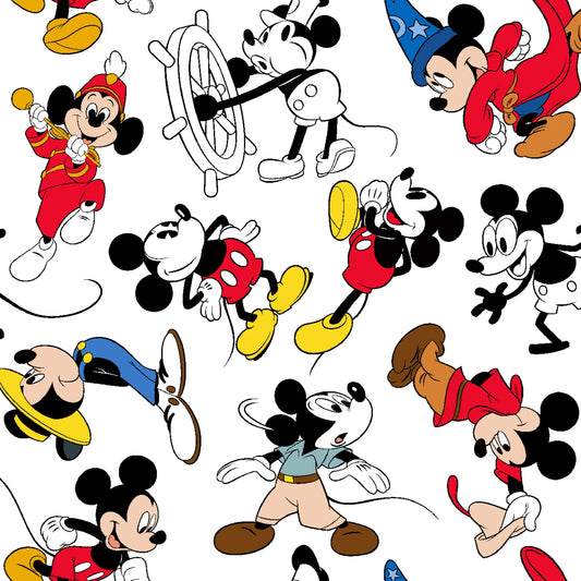 Mickey Mouse Multi Print Cotton Fabric