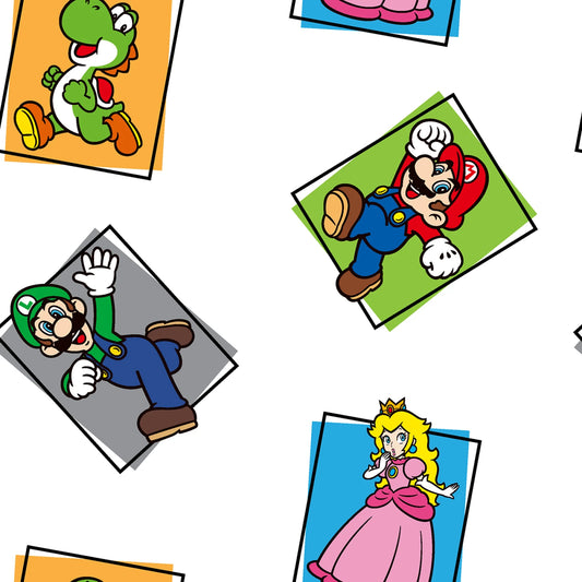 Mario Character Block Cotton Fabric