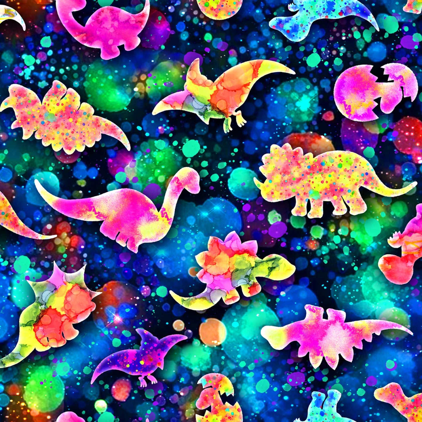 Baby Dinos - Dino Silhouettes - Dk Blue - by Oasis Fabrics