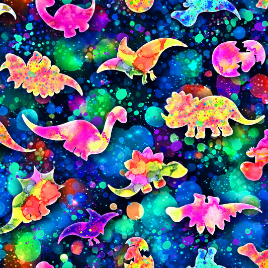 Baby Dinos - Dino Silhouettes - Dk Blue - by Oasis Fabrics