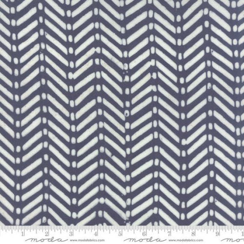 Navy & White Double Gauze Batik Herringbone Print- By Moda