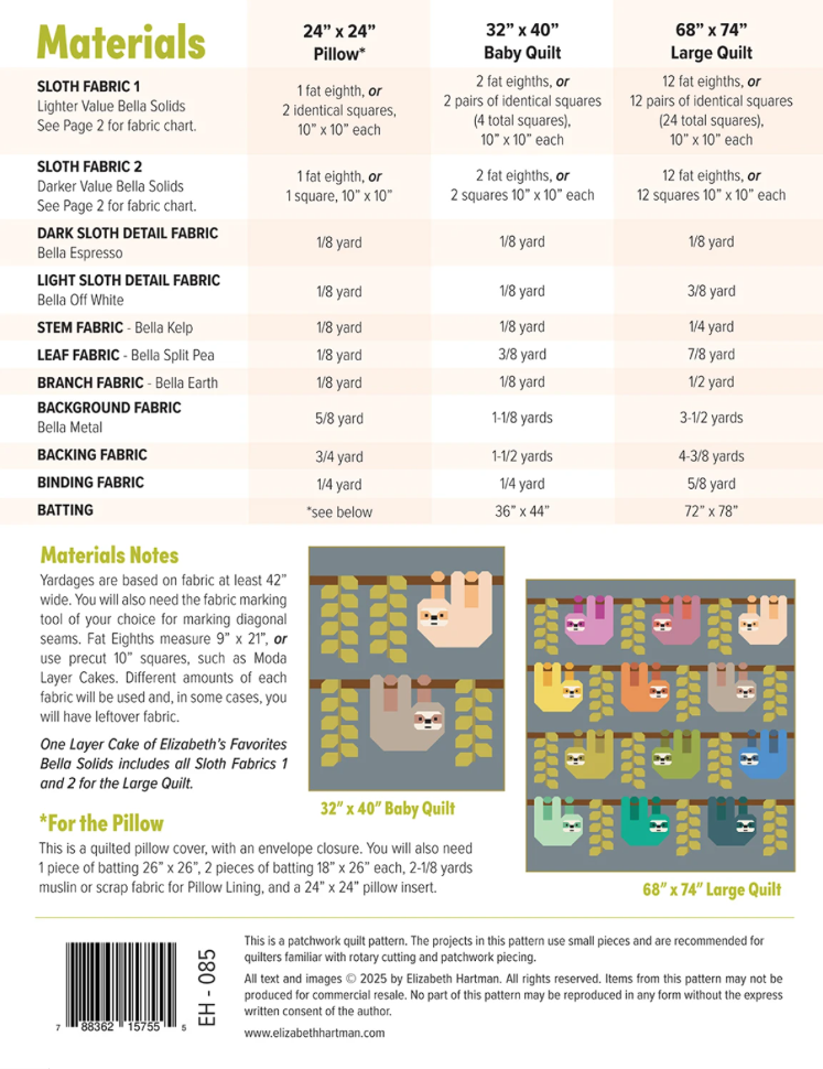 Snuggly Sloths - Designer: Elizabeth Hartman