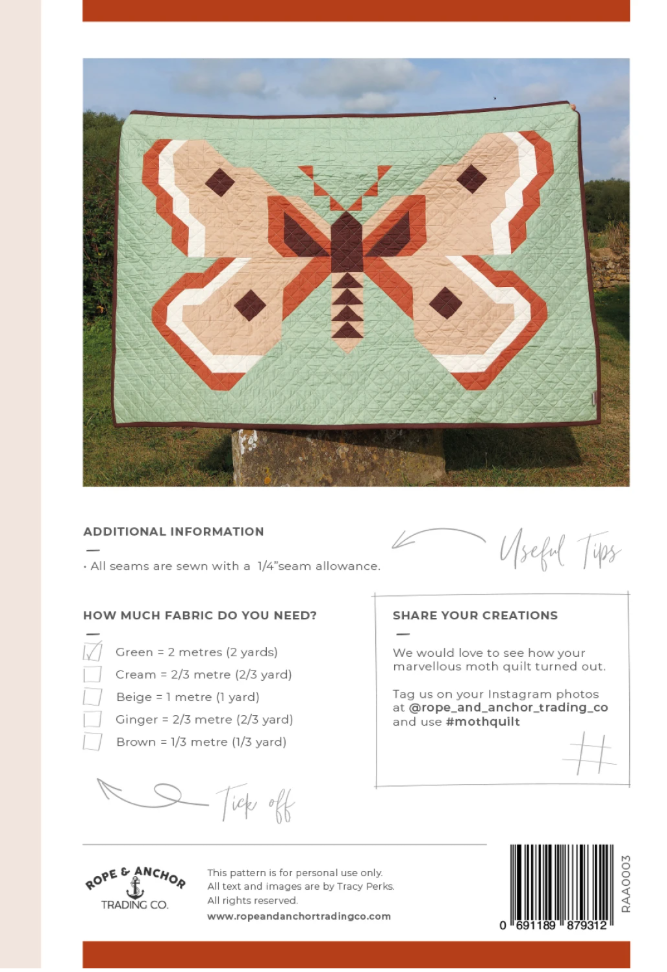 The Moth Quilt Pattern by Rope and Anchor Trading Co