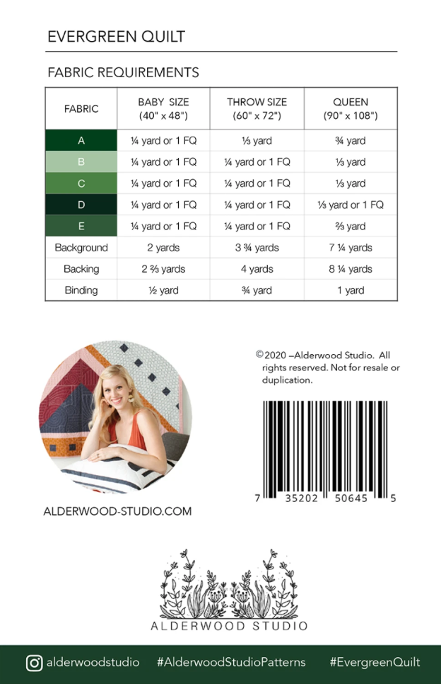 Evergreen Quilt Pattern By Alderwood Studio Patterns