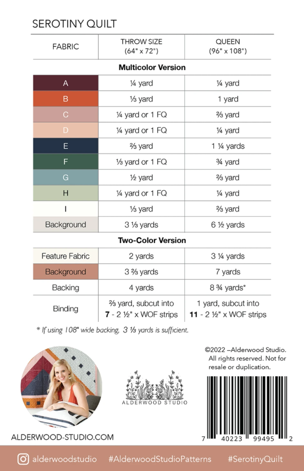 Serotiny Quilt Pattern By Alderwood Studio Patterns